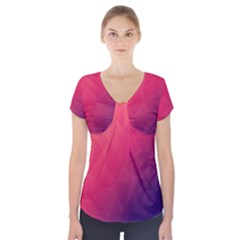 Color Triangle Geometric Textured Short Sleeve Front Detail Top by Grandong