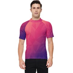 Color Triangle Geometric Textured Men s Short Sleeve Rash Guard by Grandong