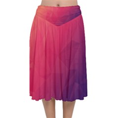 Color Triangle Geometric Textured Velvet Flared Midi Skirt by Grandong