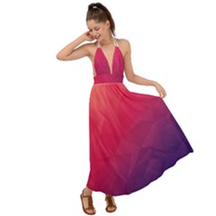 Color Triangle Geometric Textured Backless Maxi Beach Dress by Grandong