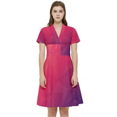 Color Triangle Geometric Textured Short Sleeve Waist Detail Dress by Grandong