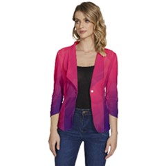 Color Triangle Geometric Textured Women s One-button 3/4 Sleeve Short Jacket by Grandong