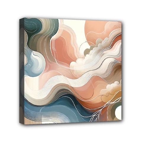 Abstract Pastel Waves Organic Mini Canvas 6  X 6  (stretched) by Grandong