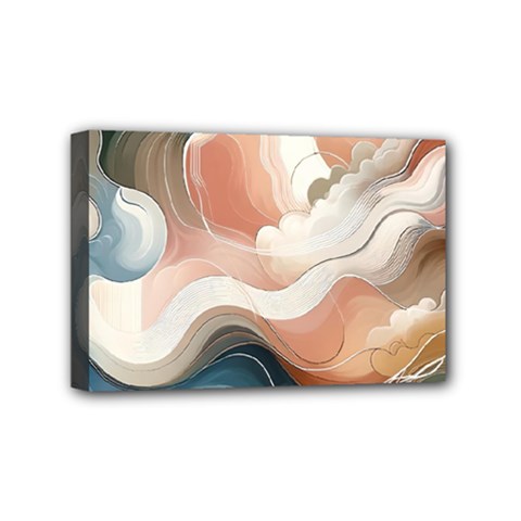 Abstract Pastel Waves Organic Mini Canvas 6  X 4  (stretched) by Grandong