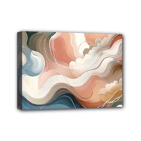 Abstract Pastel Waves Organic Mini Canvas 7  X 5  (stretched) by Grandong