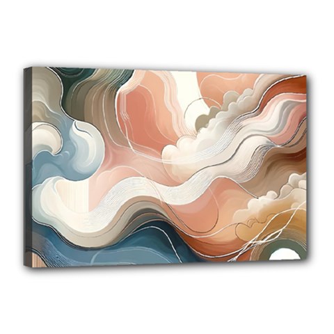 Abstract Pastel Waves Organic Canvas 18  X 12  (stretched) by Grandong