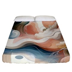 Abstract Pastel Waves Organic Fitted Sheet (california King Size) by Grandong