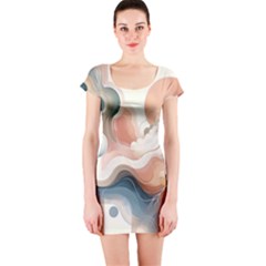 Abstract Pastel Waves Organic Short Sleeve Bodycon Dress by Grandong