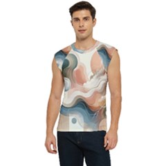 Abstract Pastel Waves Organic Men s Raglan Cap Sleeve T-shirt by Grandong