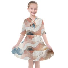 Abstract Pastel Waves Organic Kids  All Frills Chiffon Dress by Grandong