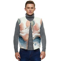 Abstract Pastel Waves Organic Men s Button Up Puffer Vest	