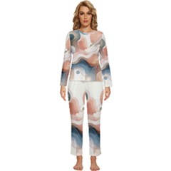 Abstract Pastel Waves Organic Womens  Long Sleeve Lightweight Pajamas Set by Grandong