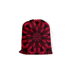 Kaleidoscope Template Red Abstract Drawstring Pouch (small) by Grandong