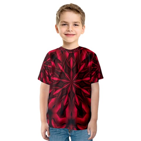 Kaleidoscope Template Red Abstract Kids  Sport Mesh T-shirt by Grandong