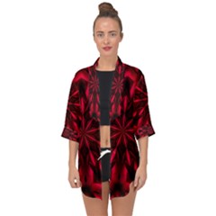 Kaleidoscope Template Red Abstract Open Front Chiffon Kimono by Grandong