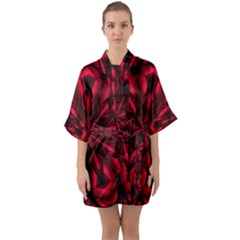 Kaleidoscope Template Red Abstract Half Sleeve Satin Kimono  by Grandong