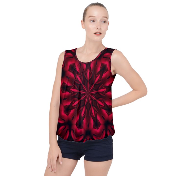 Kaleidoscope Template Red Abstract Bubble Hem Chiffon Tank Top