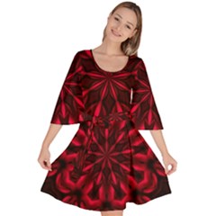 Kaleidoscope Template Red Abstract Velour Kimono Dress by Grandong