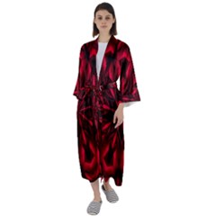 Kaleidoscope Template Red Abstract Maxi Satin Kimono by Grandong