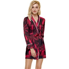 Kaleidoscope Template Red Abstract Long Sleeve Satin Robe by Grandong