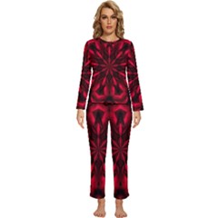 Kaleidoscope Template Red Abstract Womens  Long Sleeve Lightweight Pajamas Set by Grandong