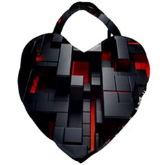 3d Back Red Abstract Pattern Giant Heart Shaped Tote by Grandong