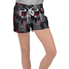 3d Back Red Abstract Pattern Women s Velour Lounge Shorts