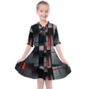 3d Back Red Abstract Pattern Kids  All Frills Chiffon Dress View1