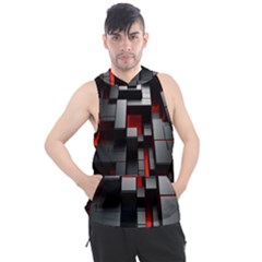 3d Back Red Abstract Pattern Men s Sleeveless Hoodie by Grandong