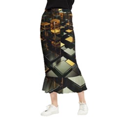 Abstract Shiny Pattern Maxi Fishtail Chiffon Skirt by Grandong