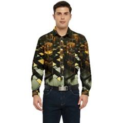 Abstract Shiny Pattern Men s Long Sleeve Pocket Shirt 