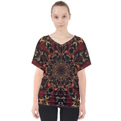 Kaleidoscope Multicoloured V-neck Dolman Drape Top by Grandong