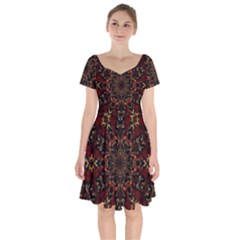 Kaleidoscope Multicoloured Short Sleeve Bardot Dress by Grandong