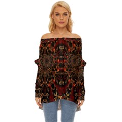 Kaleidoscope Multicoloured Off Shoulder Chiffon Pocket Shirt by Grandong