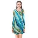 Painting Liquid Water Long Sleeve V-neck Flare Dress View1