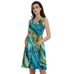 Painting Liquid Water Sleeveless Dress With Pocket by Grandong