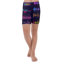 Colorful Sound Wave Set Kids  Lightweight Velour Capri Yoga Leggings by Bedest