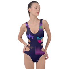 Colorful Sound Wave Set Side Cut Out Swimsuit by Bedest