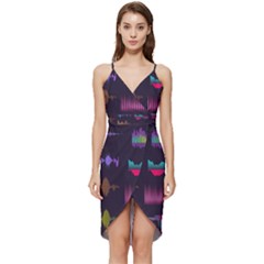 Colorful Sound Wave Set Wrap Frill Dress by Bedest