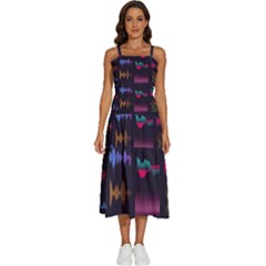 Colorful Sound Wave Set Sleeveless Shoulder Straps Boho Dress by Bedest