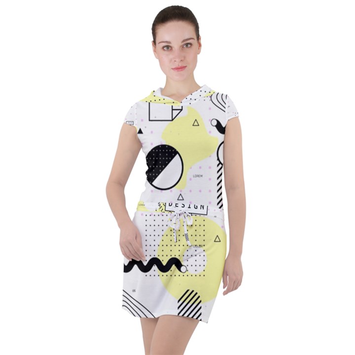 Graphic Design Geometric Background Drawstring Hooded Dress