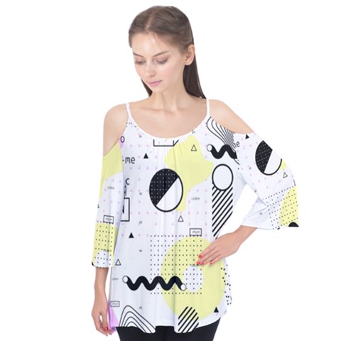 Graphic Design Geometric Background Flutter Sleeve T-shirt  by Bedest