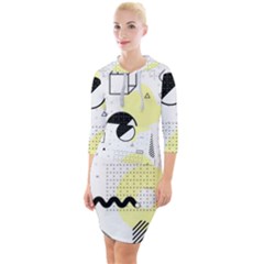 Graphic Design Geometric Background Quarter Sleeve Hood Bodycon Dress by Bedest