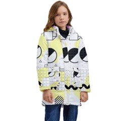 Graphic Design Geometric Background Kids  Hooded Longline Puffer Jacket by Bedest