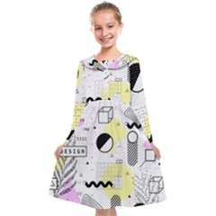 Graphic Design Geometric Background Kids  Midi Sailor Dress by Bedest