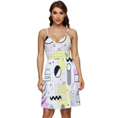 Graphic Design Geometric Background V-neck Pocket Summer Dress  by Bedest