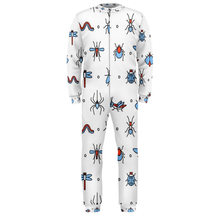 Insects Icons Square Seamless Pattern OnePiece Jumpsuit (Men)