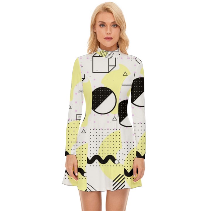 Graphic Design Geometric Background Long Sleeve Velour Longline Dress