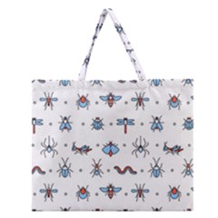 Insects Icons Square Seamless Pattern Zipper Large Tote Bag by Bedest