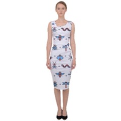 Insects Icons Square Seamless Pattern Sleeveless Pencil Dress by Bedest